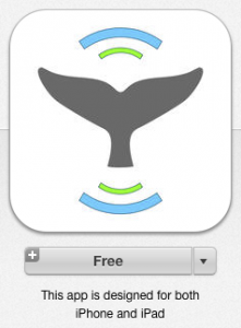 Screen shot of Whale Alert app for iPhone and iPad.