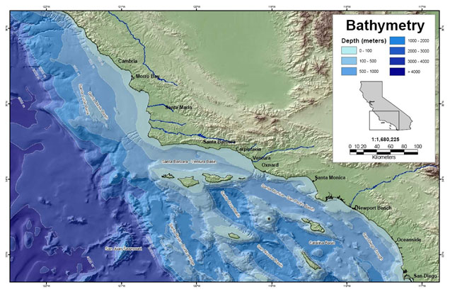 Bathymetric features of Southern CA